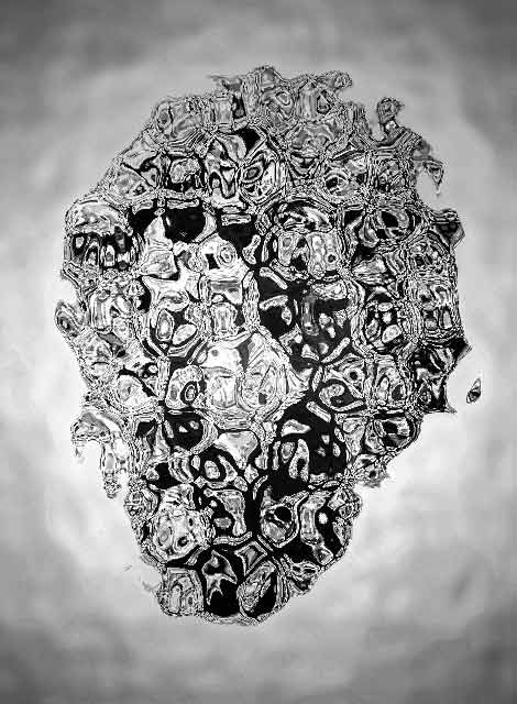 Distorted image of Maison Martin Margiela's mask